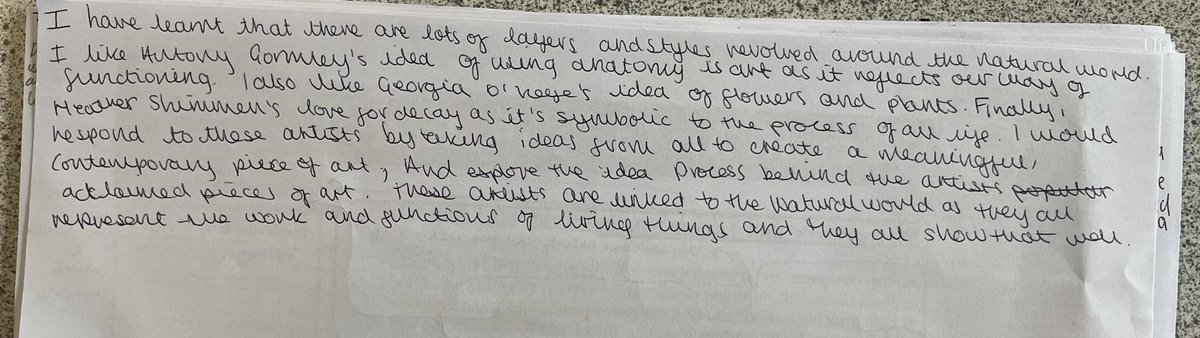 Literacy in Art. Tackling texts. Did you know the exam paper has a reading age of 17+? Today we unpicked our exam starting point to remove barriers, we used layered reading to support our understanding and make meaning and then we used stop and jot to demonstrate our progress.