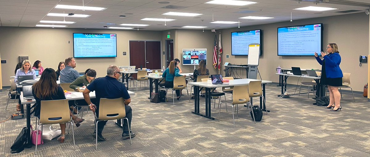 MBazanos's tweet photo. @RCOE collaborating with @SBCSS_MultiEd to provide Evaluation of TIII and EL programs training with a focus on continuous improvement. Virtual and in-person attendees from Riverside, Inyo and San Bernardino counties! https://t.co/o3X2VVtmIy