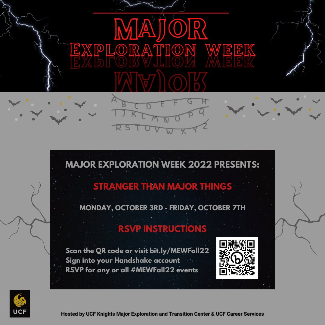 UCFSARC's tweet photo. Hey Knights! KMETC is hosting a Major Exploration week full of activities to help you succeed here at UCF! Check out the flyer for more information on how to sign up! #UCFSARC #KMETC #Fall2022 #SI #PeerTutoring #ACECoaching #AcademicSuccessWorkshops https://t.co/jxTaG9N5Mg