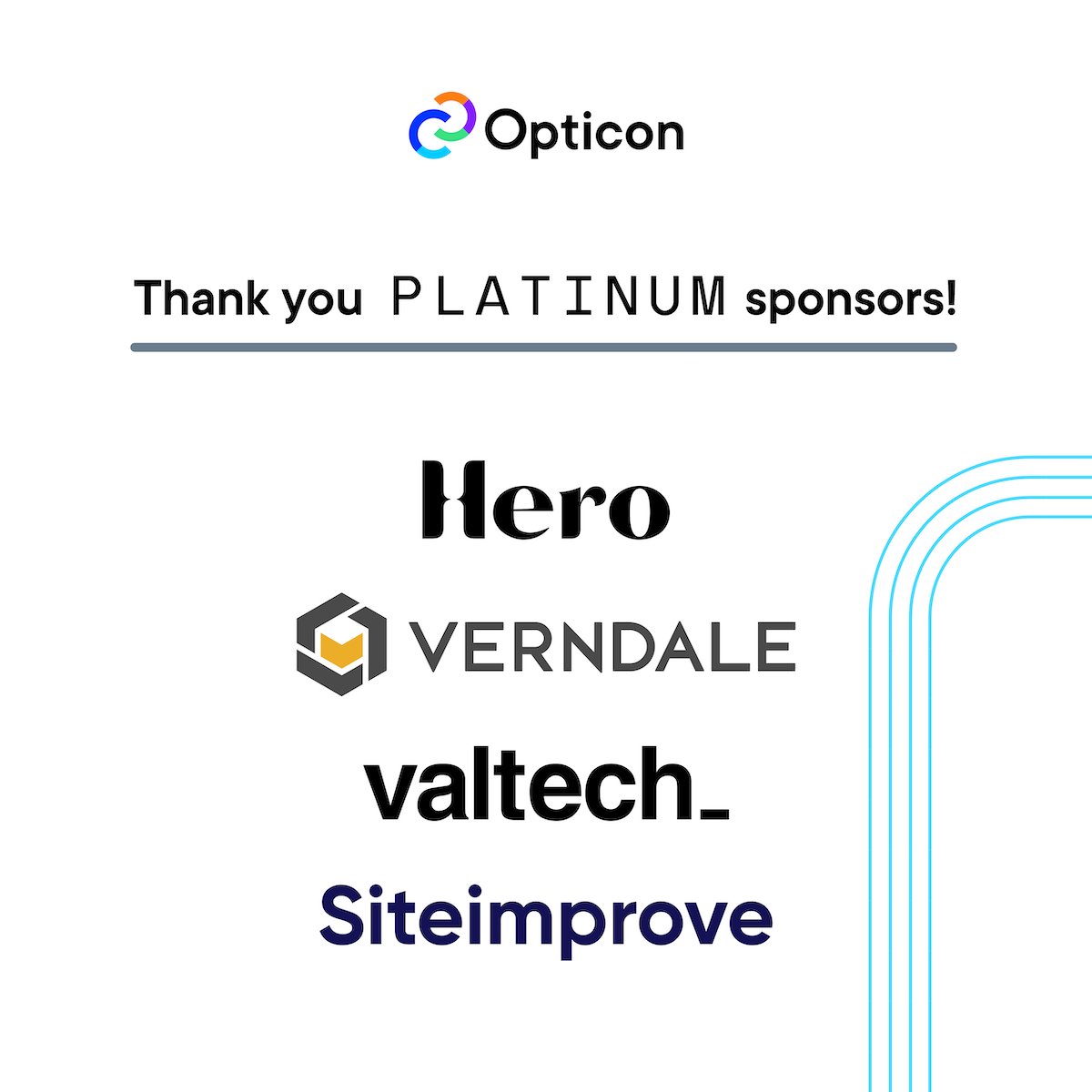 Thank you to our Platinum sponsors, @HeroDigitalHQ, @VerndaleTweets, @valtech, and @Siteimprove!