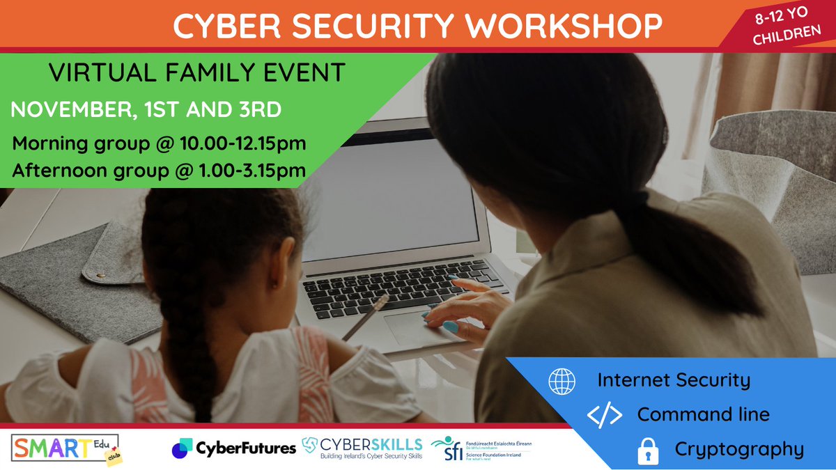 SMART Edu Club ๐จโ๐๐ฉโ๐ป๐ฉโ๐ฌ (@smarteduclub) on Twitter photo ๐ป๐ต๏ธโโ๏ธJoin our FREE #CyberSecurity Workshop this mid-term
We guarantee your #SMARTCookies will have great fun learning how to create secret messages and breaking codes using #encryption
They deserve this opportunity to develop their passion for learning
๐smarteduclub.com/courses/cyber-โฆ ๐ป๐ต๏ธโโ๏ธJoin our FREE #CyberSecurity Workshop this mid-term
We guarantee your #SMARTCookies will have great fun learning how to create secret messages and breaking codes using #encryption
They deserve this opportunity to develop their passion for learning
๐smarteduclub.com/courses/cyber-โฆ