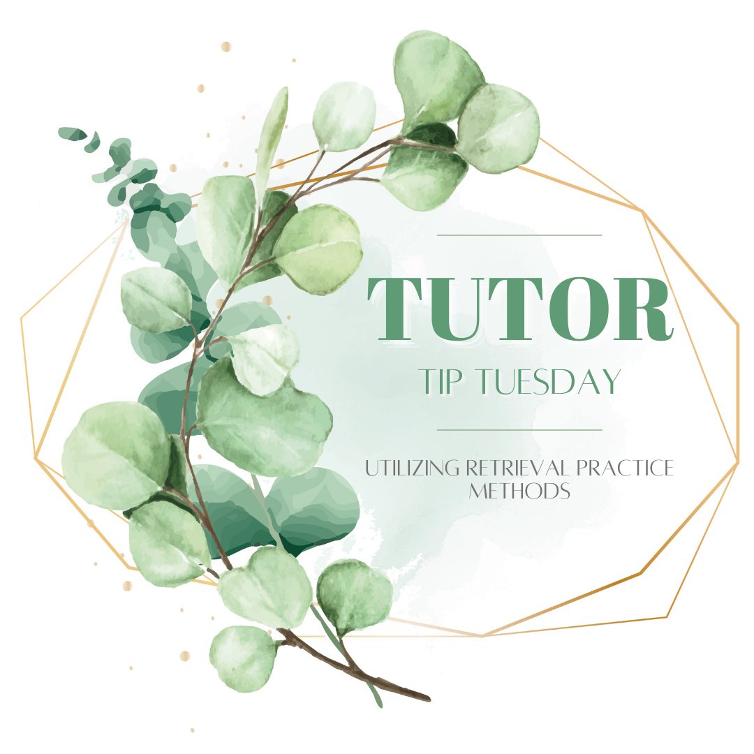 1stPlaceTutor's tweet photo. Today's Tutor Tip Tuesday is to utilize Retrieval practice methods! Recalling information improves learning vs just looking for it. Some methods include practice tests, flashcards, and creating your questions!
·
·
·
# tutortiptuesday #1stplacetutoring #study #highschool #college https://t.co/L5Y5C1UDuL