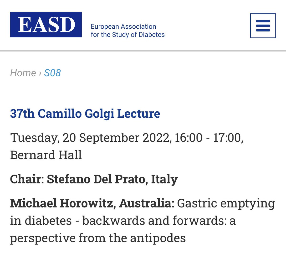 NielsEjskjaer's tweet photo. A truly grand 37th Camillo Golgi by #MichaelHorowitz at #EASD2022 -
Congrats, Michael, and thx for great contributions to clinical practice, particularly insights on GE impact on glycaemic control” and much much more.
#StenoNord #SDCN @AalborgUH @Reg_Nord #NeuroDiab2022 #EASDnews https://t.co/Iq7sxrKOob