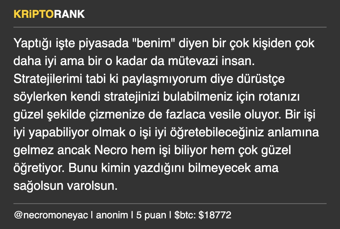 kriptorank's tweet photo. Necromoneyac @necromoneyac ile ilgili yeni yoruma gözat #kriptorank #kriptopara https://t.co/jL5pJnIYRN