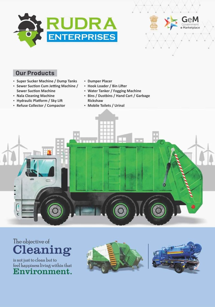 We are manufacturer &amp; OeM on GeM (Government E Marketplace ).
7830061604
<a href="/NagarpalikaMzn/">Nagarpalika Chairperson Muzaffarnagar</a>
<a href="/NPChakradharpur/">Ckp Nagarparishad</a>
<a href="/Pardimun/">Pardi Nagarpalika</a>
<a href="/NagarpalikaI/">Nagarpalika Idar</a>
<a href="/cleanganganmcg/">Namami Gange</a>
<a href="/HapurPilkhuwa/">Vice Chairman HAPUR-PILKHUWA DEVELOPMENT AUTHORITY</a>
<a href="/SwachhGhaziabad/">Swachh Ghaziabad 💧</a>
<a href="/ModinagarNagar/">Nagar Palika Parishad Modinagar</a>
<a href="/Swachh_Hapur/">Swachh Hapur</a>
<a href="/AnjarNp/">Anjar Nagarpalika</a>
<a href="/MoHUA_India/">Ministry of Housing and Urban Affairs</a>
<a href="/MoRD_GoI/">Ministry of Rural Development, Government of India</a>
<a href="/KhurjaNPP/">khurja nagar palika</a>
<a href="/PalikaParishad/">Nagar Palika Parishad Muradnagar</a>
<a href="/ModasaPalika/">Chief officer-Modasa</a>