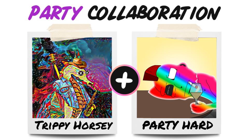 🎉Trippy Horsey X Party Hard🎉
🏆#NFTGiveaway prizes:
5x WL spot for both!

1️⃣ Follow 
@TrippyHorsey
<a href="/PartyHardNFT/">PARTY HARD</a>
2️⃣ ❤️&amp; RT
3️⃣ Tag NFT frens

⏰ 24 HR - 5 Winners
Good luck!
#NFT #NFTart #NFTs #DigitalArtist