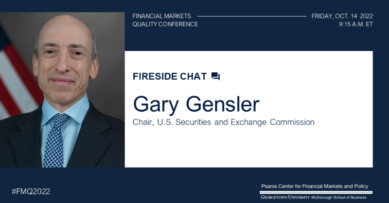 GUFinPolicy's tweet photo. π’ Our #FMQ2022 Conference is right around the corner! Our program includes fireside chats with @SECGov Chair @GaryGensler, @LSEGplc CEO David Schwimmer, @FINRA President and CEO Robert Cook, and @CFTC Chair @CFTCbehnam.
Click through to view our lineup.
#PsarosCenter