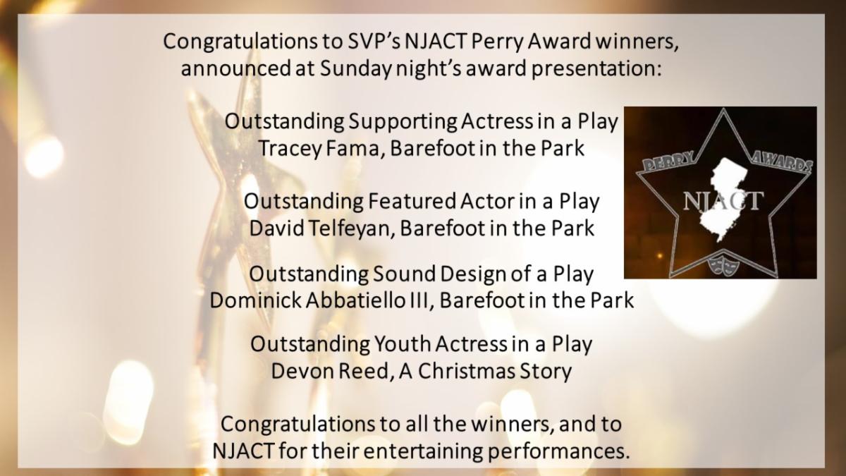 Congratulations to SVP’s NJACT Perry Award winners, announced at Sunday night’s award presentation!

#njact
#njactperryawards