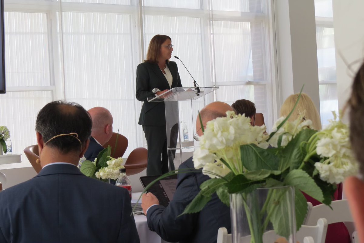 NYSERDA's tweet photo. @Doreen_M_Harris welcomed an enthusiastic crowd at 
@stateofgreendk @DanskIndustri @DKCleantechHub #countdownto2030 
along with @EmilFannikke @DanskIndustri which also featured remarks from His Royal Highness Crown Prince Frederik of Denmark on meeting respective #climategoals https://t.co/m6nansnZsS