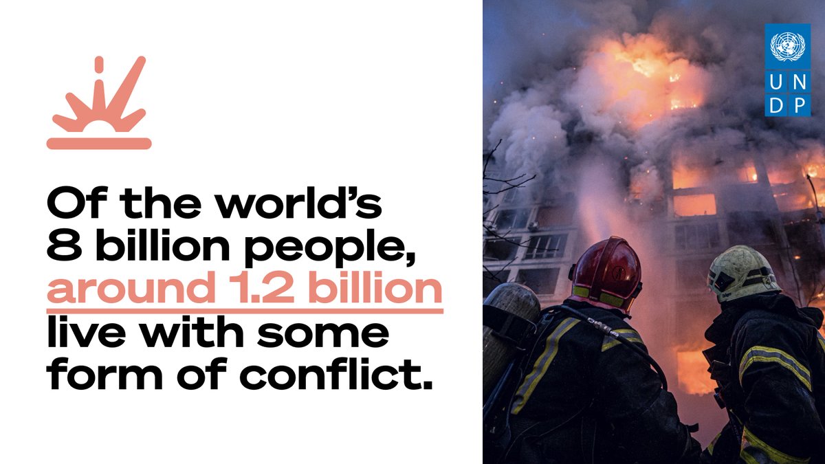 1️⃣ in 8️⃣ people live with some form of conflict. And the impacts of war stretch far beyond any country’s borders, affecting all of us. Join our call for renewed global cooperation to end violence and deliver on the #GlobalGoals. go.undp.org/RrnH #GenevaPeaceWeek