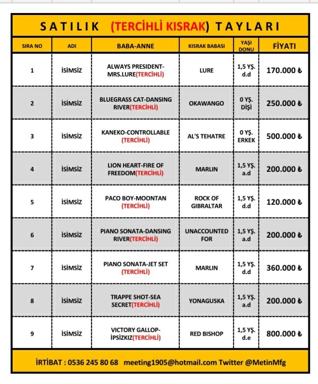 MetinMfg's tweet photo. SATILIK Tercihli annelerin Tayları  #TercihliKısrakTayları,#SatılıkTay işte Babalar #AlwaysPresident #BluegrassCat #Kaneko #Lionheart #PacoBoy #PianoSonata #Trappeshot #VictoryGallop @PapaClem1 @PacoBoyTR @s_e_r_c_a_n_A @yamanlarbeyi78 @SelanikHARASI @BozkayaMahir 📞5362458068 https://t.co/vTLs9wiKOF