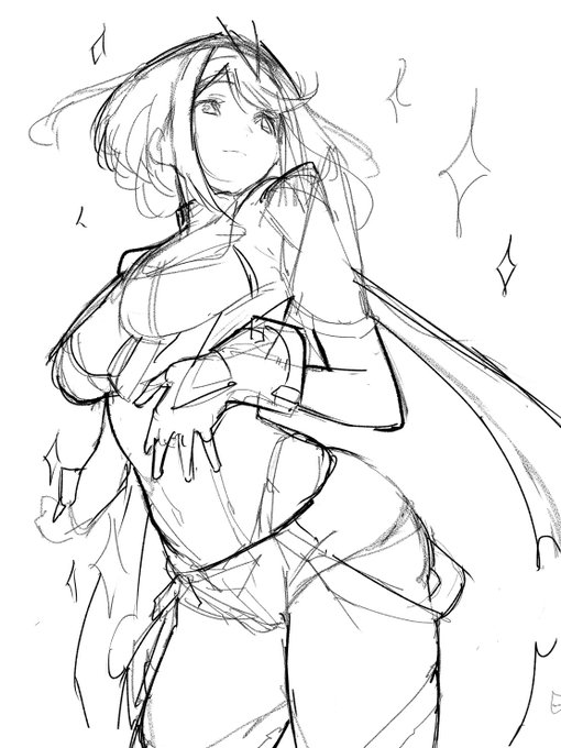 iPadでラフ描く練習。難しい🙄 
