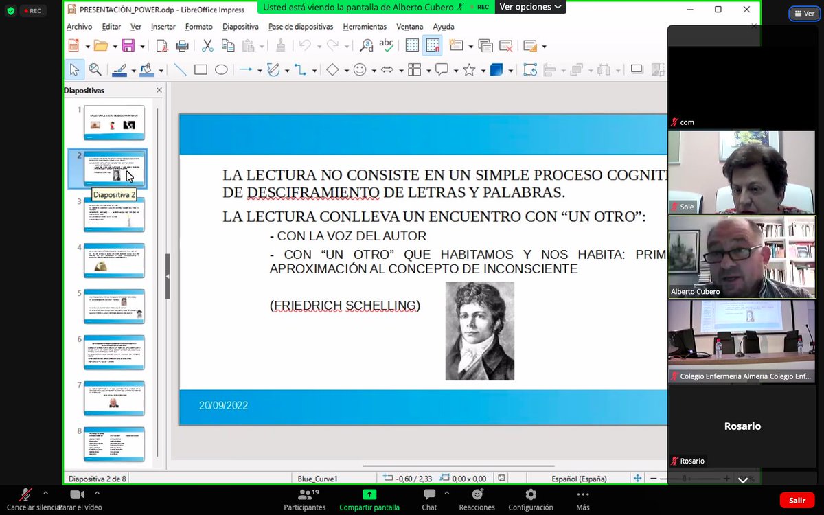 asociacionASACO's tweet photo. 💡Durante nuestro webinar del día #Gofor disfrutamos de la intervención de #AlbertoCubero quién nos cuenta cómo la lectura representa un acto de escucha interior y "transforma la vida"
#GOForPrevention #GoPurple #GoDay https://t.co/GHPH73xXR1