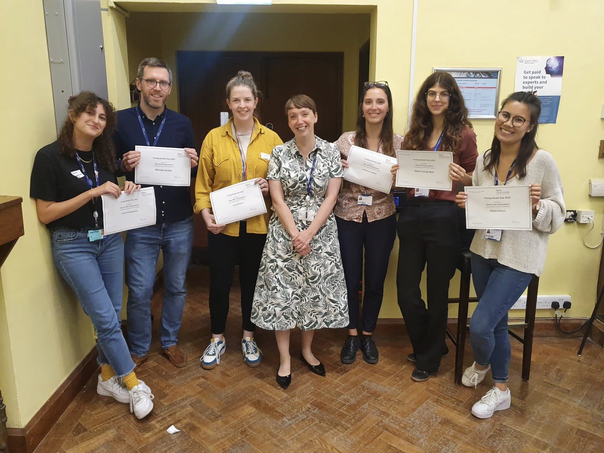 TheGroseLab's tweet photo. A big well done to all PhD students who presented their work last week at @QMBCI PhD day! And congratulations to all award winners, especially our PhD students Elena and @ShayinGibson for winning best talk and poster presentation awards 🥳 https://t.co/lIkb2e4waG