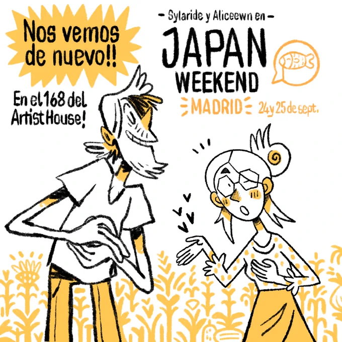 Parece ser que este finde nos vemos otra vez!! 
Este 24-25 @Alicedibujos y yo os esperamos en el puesto 168 del Artist House para daros mucho love y cosas chulas! 
Allí nos vemos 👋✨ 