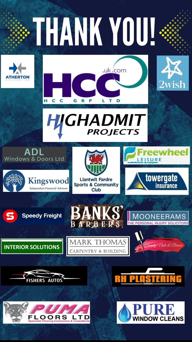 Llantwit Fardre F.C. (@ffardre) on Twitter photo A real buzz around the club at the moment...but what we do wouldn't be possible without the support from the community and local businesses
Thank you 👏
<a href="/2wishcharity/">2wish</a> <a href="/floorspuma/">Puma Floors Ltd</a>
<a href="/fwlmotorhomes/">Freewheel Leisure</a> <a href="/kylef660/">Kyle Fisher</a>
<a href="/mooneerams/">Mooneerams</a> <a href="/HighadmitProj/">HighadmitProjects</a> <a href="/spikeyhowells/">Lee Howells</a> <a href="/TowergateWales/">Towergate Wales</a> @insurecardiff A real buzz around the club at the moment...but what we do wouldn't be possible without the support from the community and local businesses
Thank you 👏
<a href="/2wishcharity/">2wish</a> <a href="/floorspuma/">Puma Floors Ltd</a>
<a href="/fwlmotorhomes/">Freewheel Leisure</a> <a href="/kylef660/">Kyle Fisher</a>
<a href="/mooneerams/">Mooneerams</a> <a href="/HighadmitProj/">HighadmitProjects</a> <a href="/spikeyhowells/">Lee Howells</a> <a href="/TowergateWales/">Towergate Wales</a> @insurecardiff