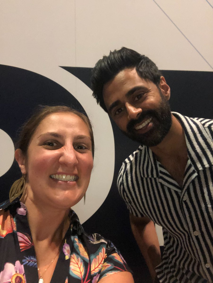 votesolar's tweet photo. It was super fun meeting @hasanminhaj last night! Here he is with me, @LetaSuzanne during #REPlus22. He said he really likes sneakers. 👟 Question for all of you: if a utility was a sneaker, what kind of sneaker would it be? #Sunpowertakeover https://t.co/YSB7Hsniie