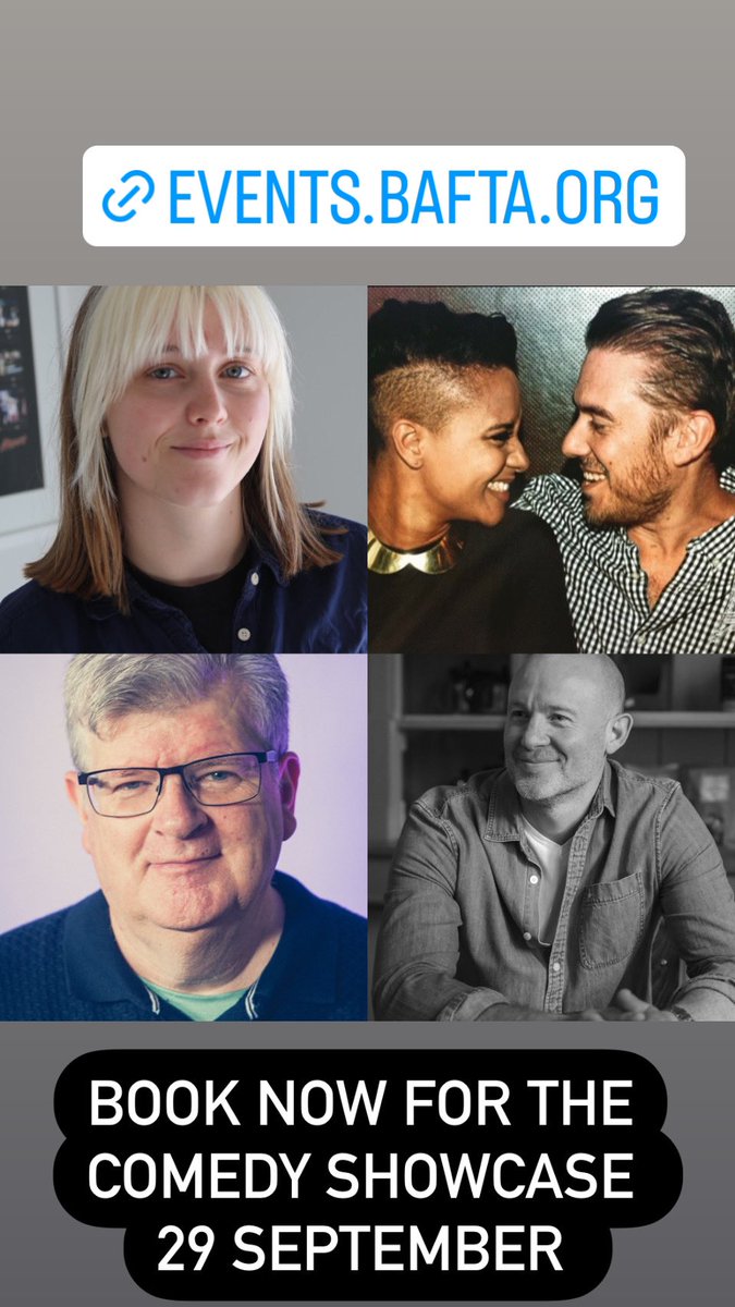 Our comedy online showcase is on 29 September at 4pm. Book your ticket - events.bafta.org/event/view.php… <a href="/BAFTA/">BAFTA</a>
