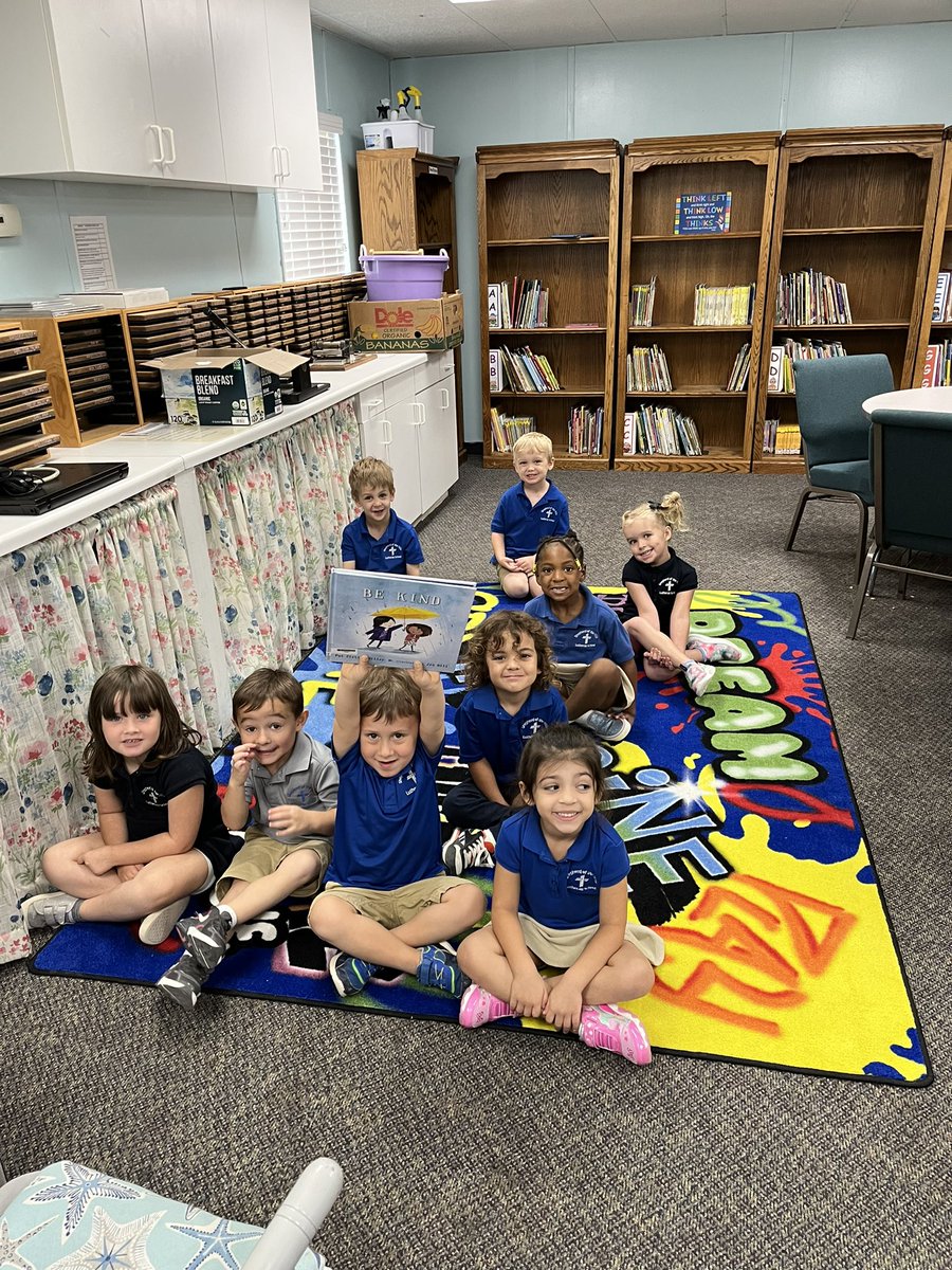 msrogers05's tweet photo. @PatZMiller we have been working on building our library back up since COVID shut us down.  These pre-k kids got their first visit to the library last week.  Look what we read!!  #bekind https://t.co/B92ZWuK0tq