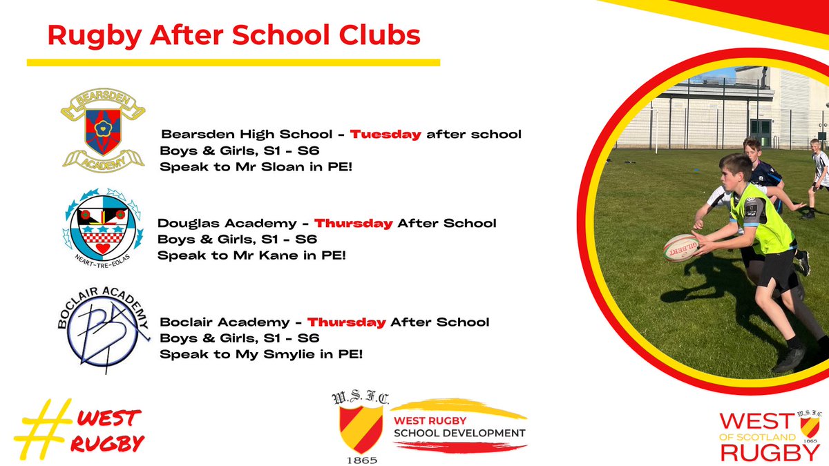 steven_meenagh's tweet photo. School Rugby has fully kicked off!

Opportunities for new players to get involved in the game and current players to continue to learn and develop! 

🔴🟡

#westrugby https://t.co/2g5E7NOzuf