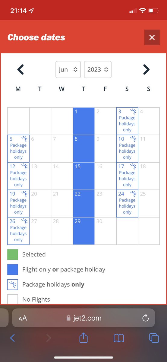 jonwhittaker_'s tweet photo. @NewcastleFlyer @jet2tweets It’s worse in June, 3 flights a week running but can only book one as flight only ☹️ https://t.co/9jJlWY9d3m