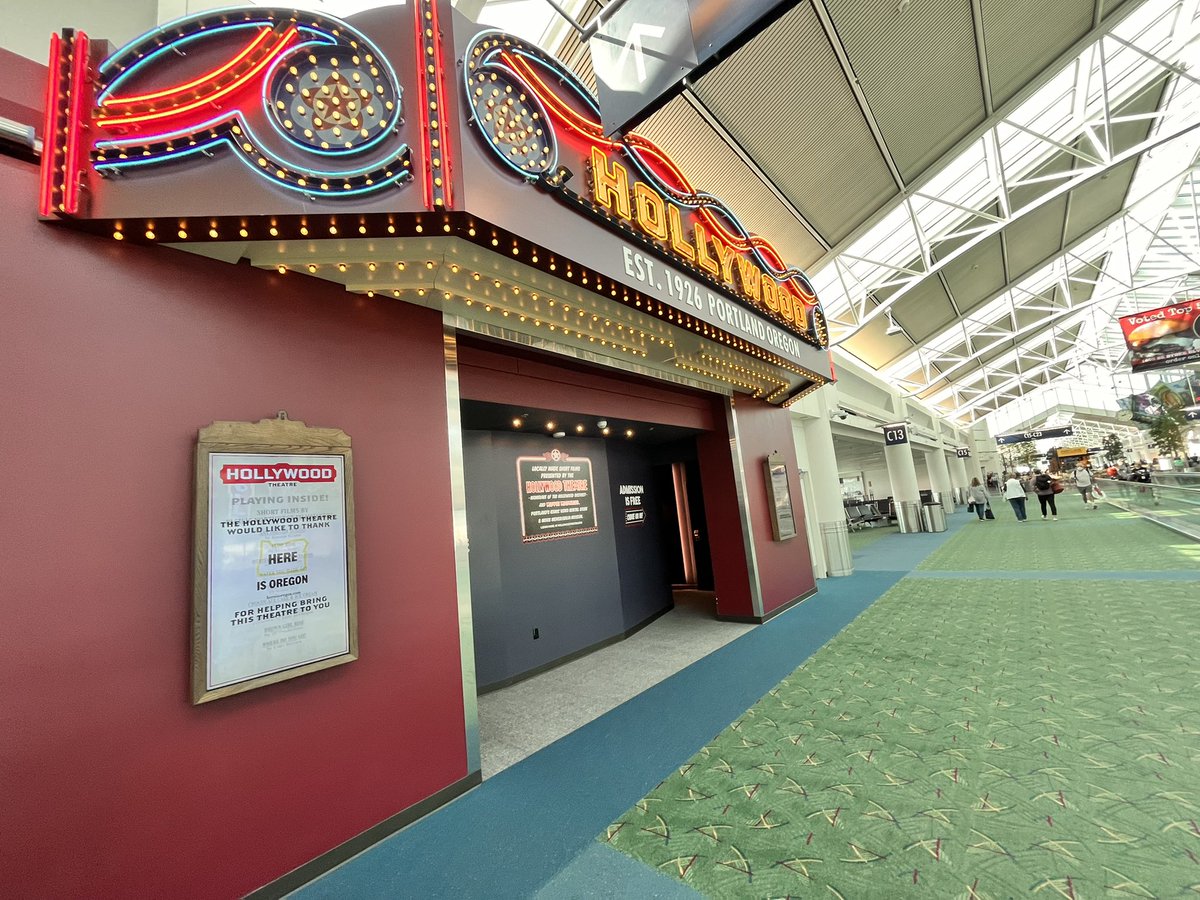 GeneinLetford's tweet photo. This is the first airport I’ve ever seen that had a movie theater in it. Now I’m all up-to-date on Portland‘s water system. 💙🤷🏽♀️💎 #portlandWater #NewExperiences https://t.co/4oBkSGGFtB
