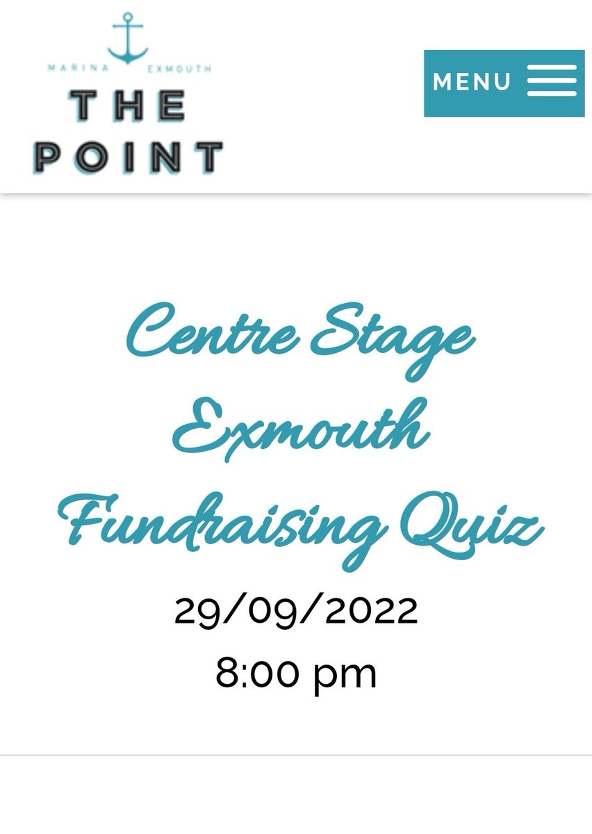 The Point Bar &amp; Grill's quiz on 29th September is kindly fundraising for us. It's going to be a fun evening.
Why not book to eat first! 
Thank you <a href="/marinadining/">The Point Bar Grill</a>!

thepointbarandgrill.com/events/centre-…

#Quiz
#ThePointBarAndGrill
#Exmouth