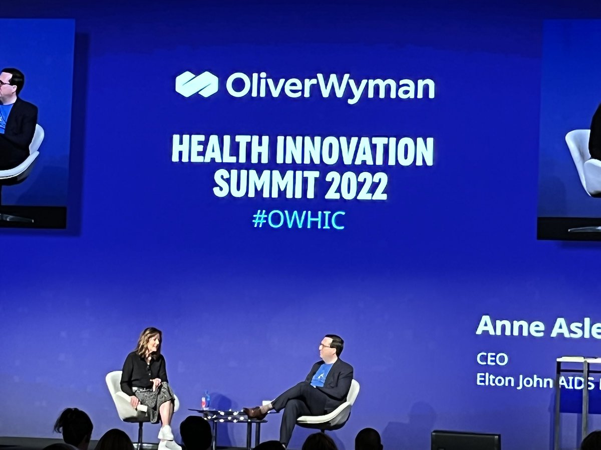 The <a href="/ejaf/">Elton John AIDS Foundation</a> CEO <a href="/AnneAslett1/">Anne Aslett</a> joined @SamOnHealth on the #OWHIC center stage to address  the access disparity to lifesaving HIV treatment. Anne inspired the audience to think big and act boldly on one of the world’s most challenging health problems. #innovation