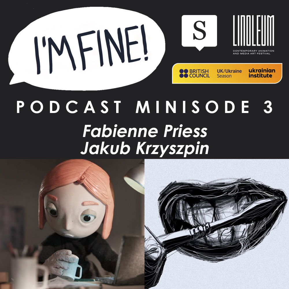 skwigly's tweet photo. Self-care for animators, pandemic downtime, and animation as therapy. We hear from filmmakers Fabienne Priess (Tick) and Jakub Krzyszpin (Inertness) about their experiences in the 3rd I’M FINE! mini-sode. #UKUASeason

PODCAST: https://t.co/pSZmylLk0Z https://t.co/NNcA3KtMEM