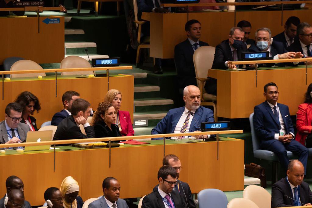 xhacka_olta's tweet photo. The busiest diplomatic week of the year started today in @UN. 
Albania 🇦🇱 will continue working with partners to address global crisis, support Ukraine 🇺🇦 and defend freedom &amp; democracy around the 🌍. 
#UNGA https://t.co/nn7Z41o5N9
