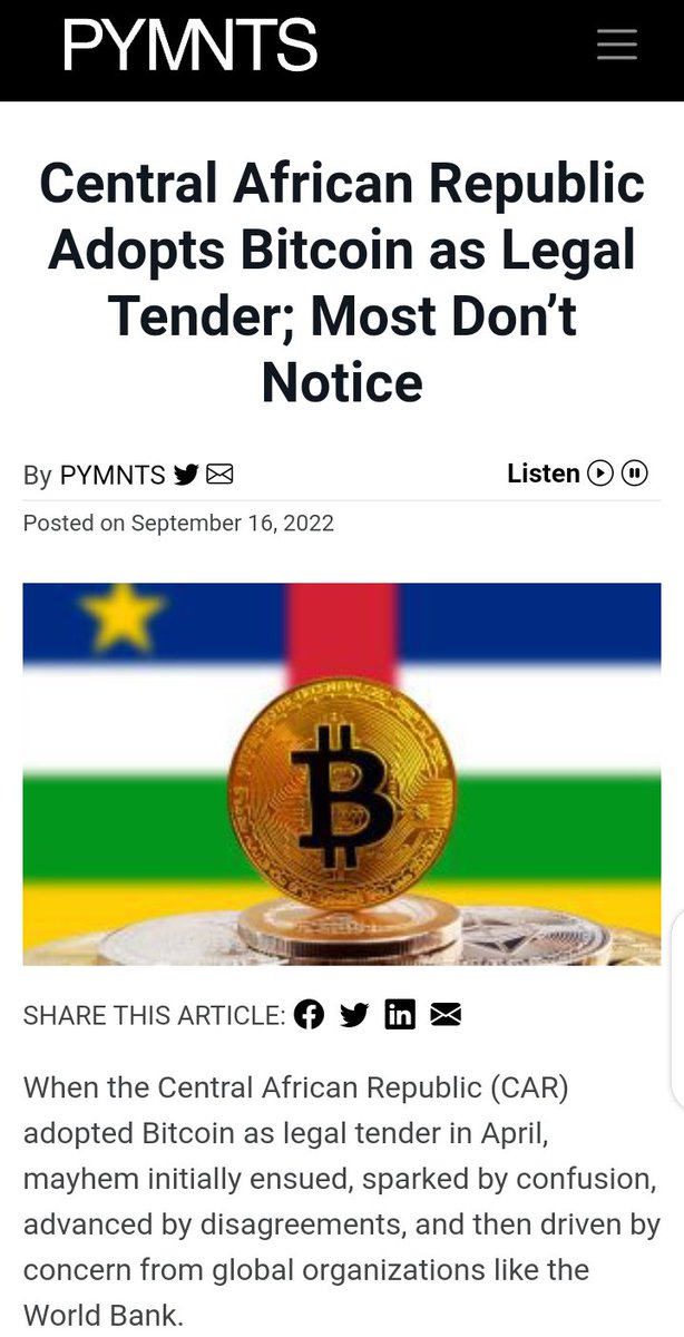 mulafinance's tweet photo. #CentralAfricaRepublic has joined the list of #Crypto adopters!
#Web3 #Cryptoinafrika #Africa #Bitcoin #ElSalvador #cryptocurrency #French #Bangui https://t.co/649I23G6mS