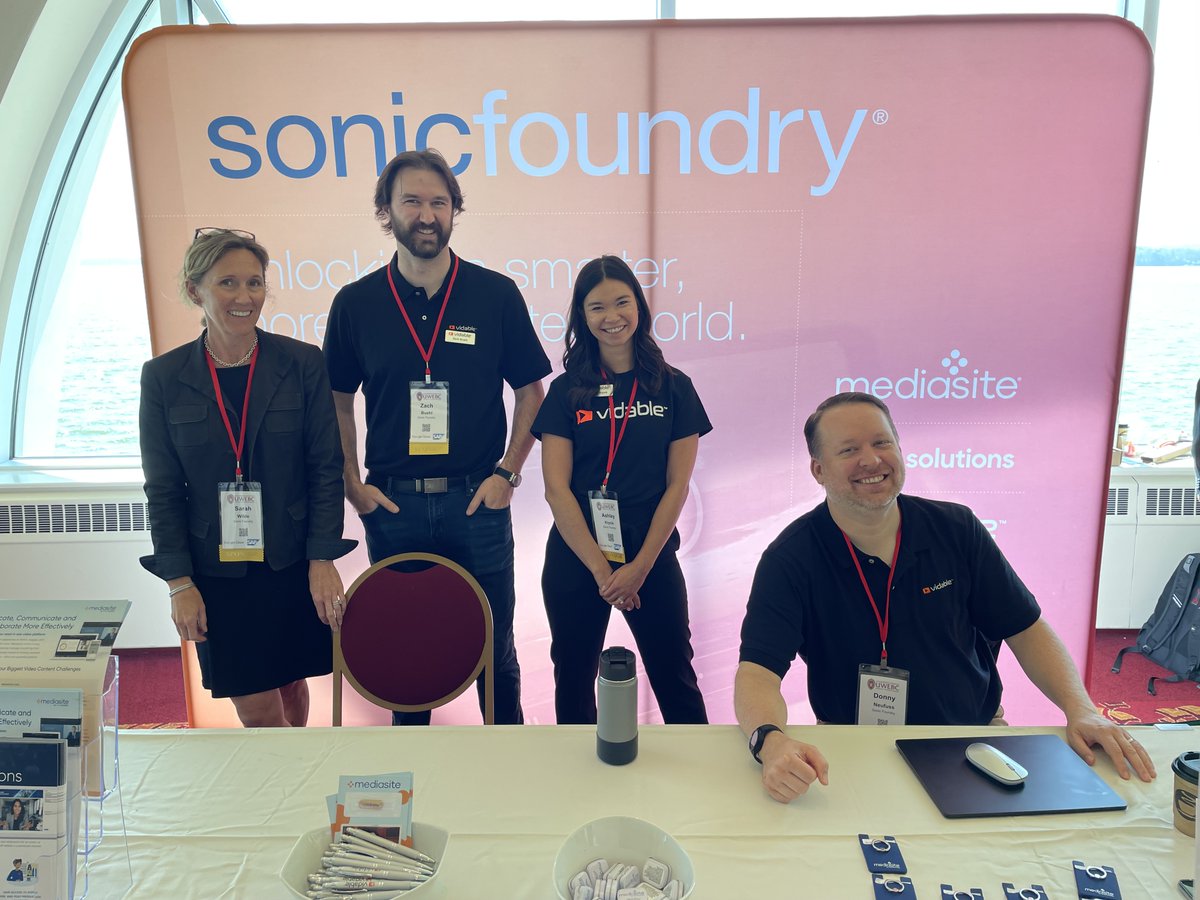 SonicFoundry's tweet photo. We're at @UWEBCweb 2022 Annual Conference today! Stop by Booth 12 to learn more about the exciting new projects &amp; products from Sonic Foundry.

Learn more about UWEBC at https://t.co/LD7AOjnybX

#UWEBC #SonicFoundry #Mediasite #VidableAI #VideoSolutions #MadisonWI https://t.co/MpZYo3LUaC