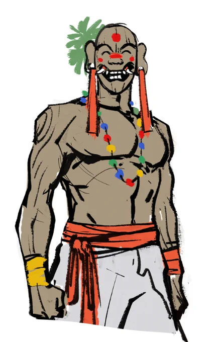 his name is pohng and he is probably the cheeriest yet laziest monk youll meet. i had a lot of fun designing this guy and was grateful i was  given the freedom to explore this race's look. check out our kickstarter! will post below dis post 