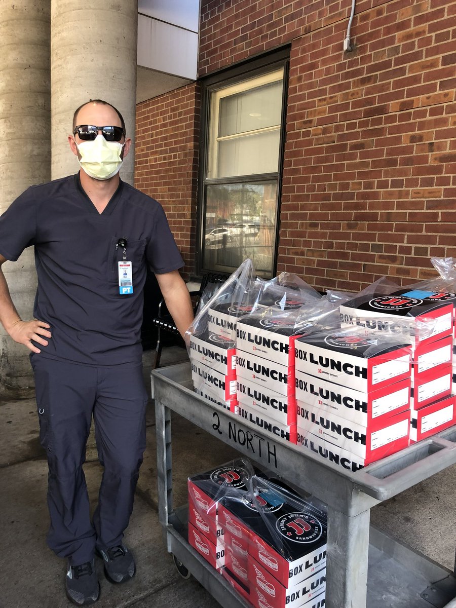 Ben_Ries3's tweet photo. Thanks to Jimmy John’s of Duluth, and Jonas Werpy, for hooking up my rehab crew of acute care therapists at Essentia Health St. Mary’s Medical Center with delicious lunch today! 
#jimmyjohns 
#rehabweek2022
#rooftoplunch https://t.co/LSnjdaArDd