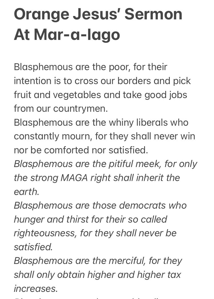 poppietot's tweet photo. Transcript of our president trump’s speech at an upcoming event at Mar-a-lago. As it is a rather upscale resort, here it is: https://t.co/iMbWrzOmqy