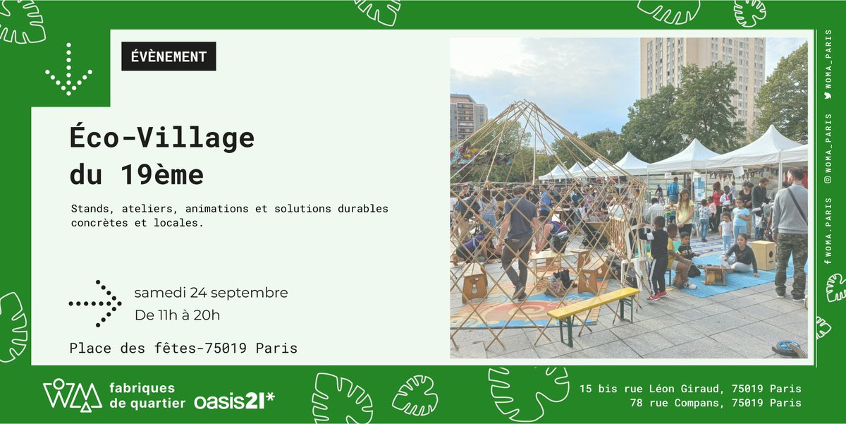 Ce samedi 24 sept se déroulera la journée Éco-Village, un évènement associatif qui vise à sensibiliser afin d'envisager une vie et une ville plus saine de façon pérenne.
Au rendez-vous, solutions durables, concrètes et locales, pour les petits et les grands!
A très bientôt!