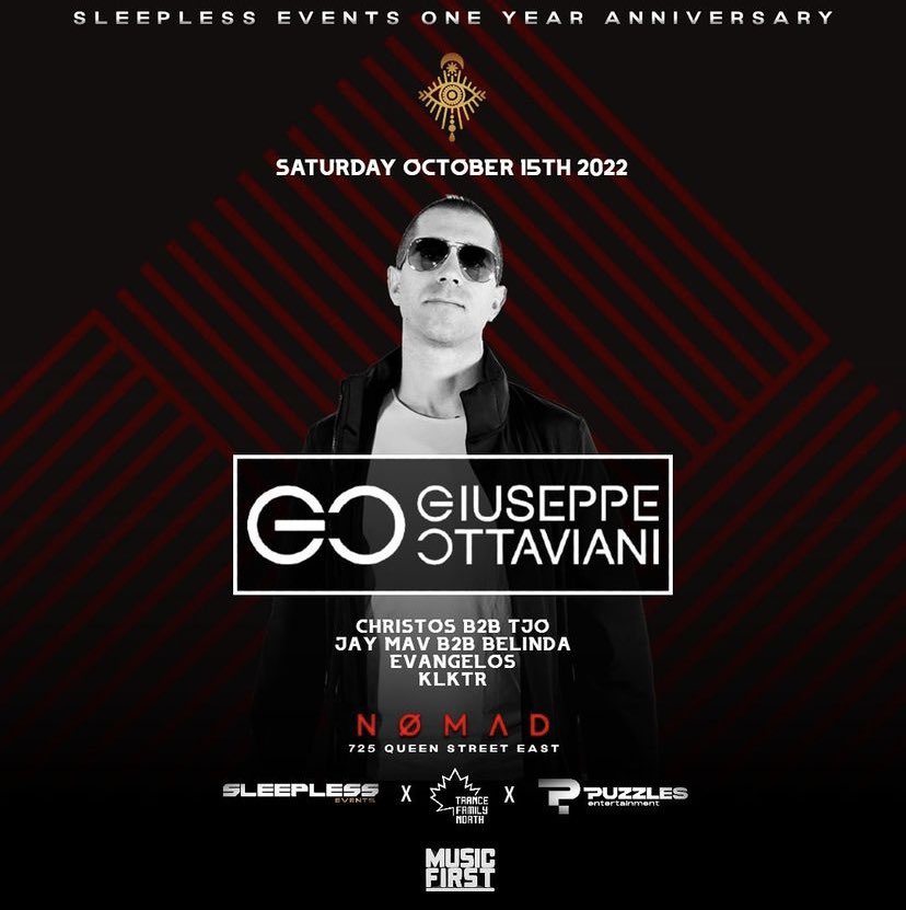 Puzzles_Ent's tweet photo. Next up we have the one and only, trance legend Guissepe Taviani - Oct 15th at 725 Queen St East 💜 Link in bio for tickets 🎟 https://t.co/mFEJOlvDvY