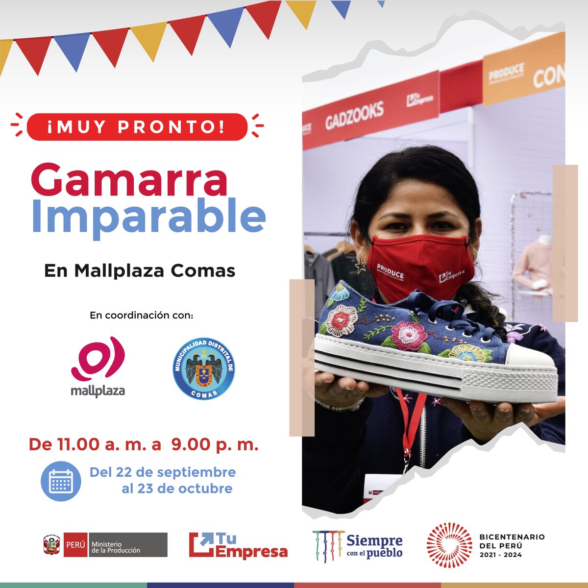 ¡MUY PRONTO 👚👖!

La Feria Gamarra Imparable llega con todos sus productos de temporada al <a href="/Mallplazaperu/">Mallplaza Perú 🇵🇪</a> en Comas.

Te esperamos en el segundo nivel de la rotonda, del 22 de septiembre al 23 de octubre.

¡NO FALTES!