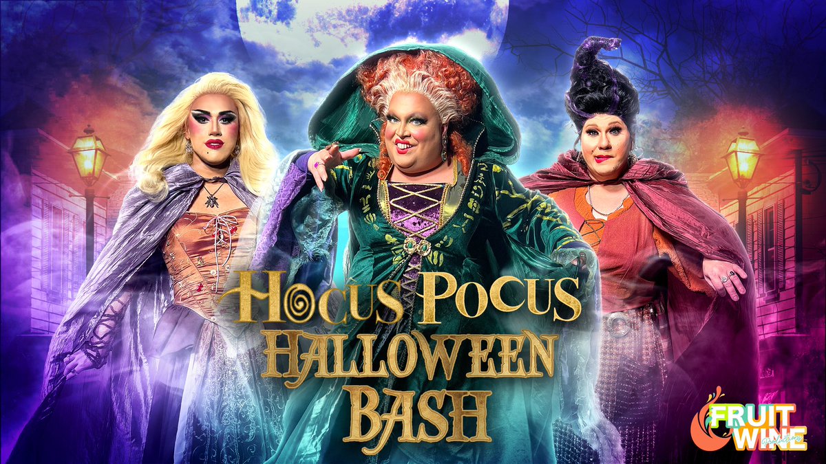 F_WProductions's tweet photo. The OFFICIAL tour poster for the upcoming Hocus Pocus Halloween Bash tour! Tickets at https://t.co/Zbel6luVpB!  #livetheatre #hocuspocus #hocuspocus2 #drag #halloween #livesinging https://t.co/N3e6KcBkRH