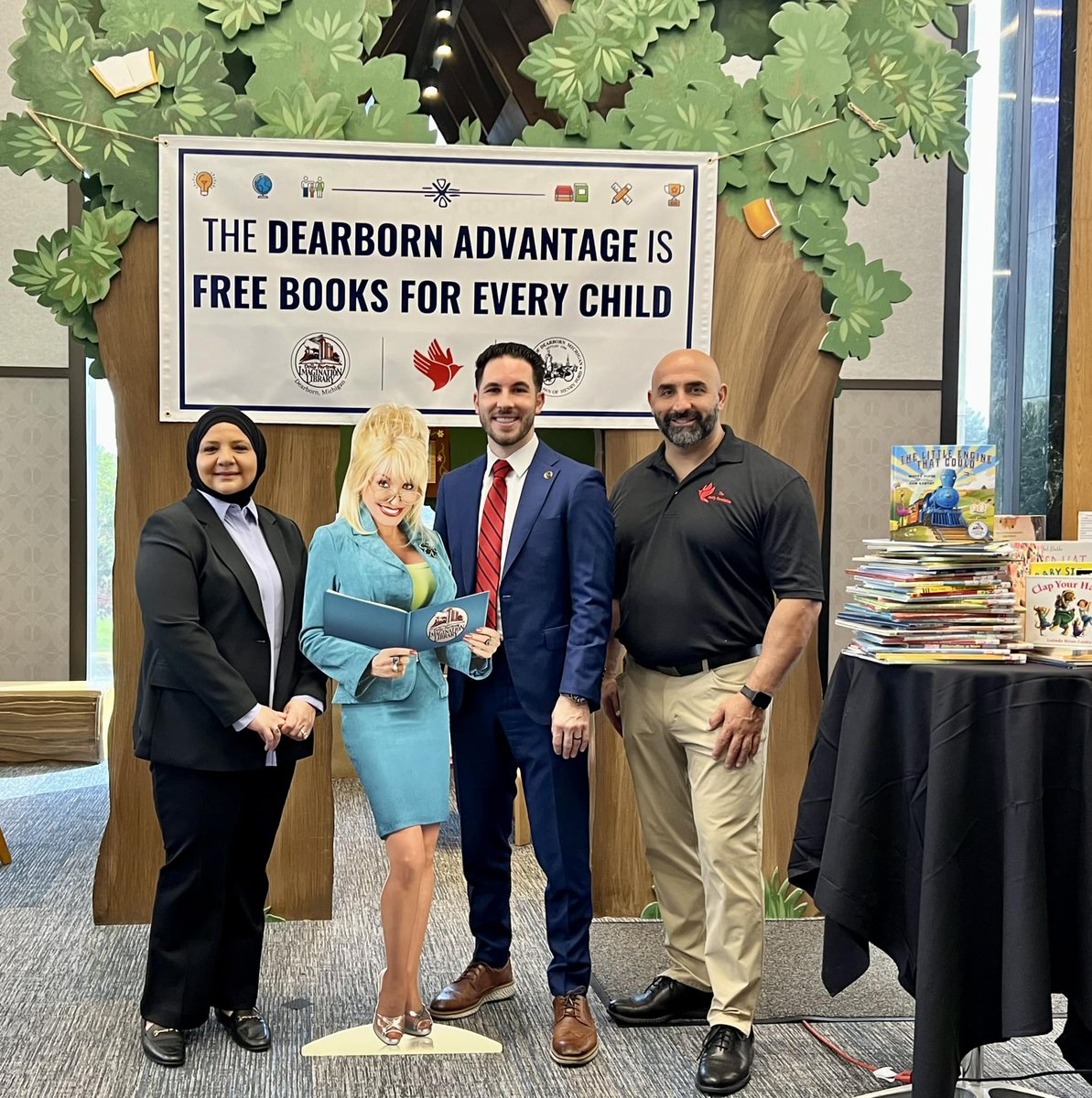 The <a href="/DollyParton/">Dolly Parton</a> Imagination Library is now available to all Dearborn residents!

Free book for every child, every month, delivered to your home for the first 5 years. This is all at no cost to families and no cost to the taxpayers. 

A BIG thank you to all the partners.