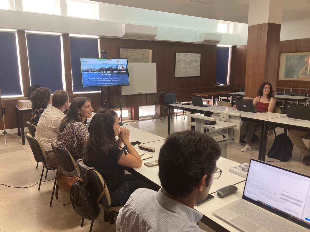 ANDROMOSPT1's tweet photo. Workshop @ipma_pt, with @MARE_centre, @UEvora, #ICN, #DGRM and @apambiente on #anadromousfishes present and future. @ANDROMOSPT1 https://t.co/grwmSmqHZb