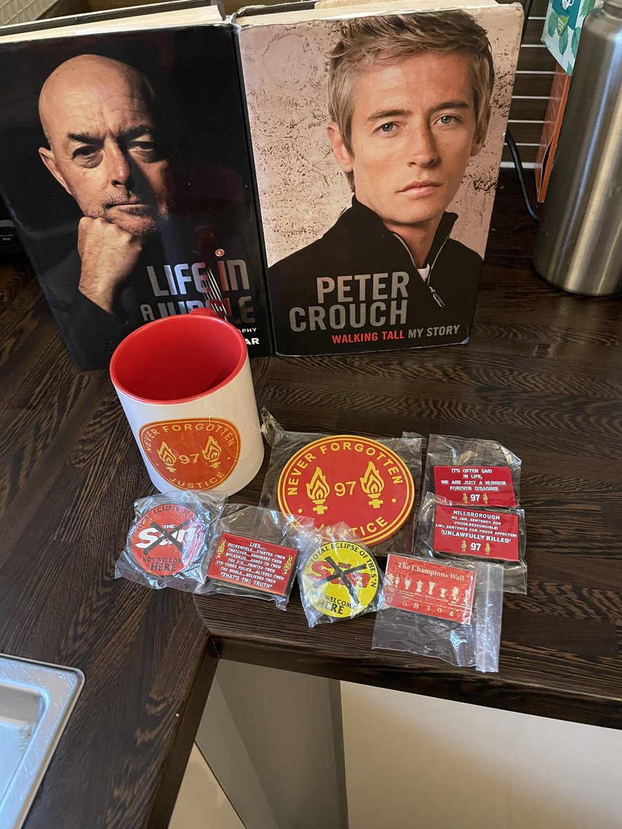LFCRhinos's tweet image. Nice little haul today @PaulWilley10 thanks for the mug and pins #HillsboroughLawNow @petercrouch @BruceGrobbelaa1 #signed #LfcBooks #JFT97 #DontBuyTheSun #TotalEclipseOfTheSun #NotWelcomeHere  @dframesyork