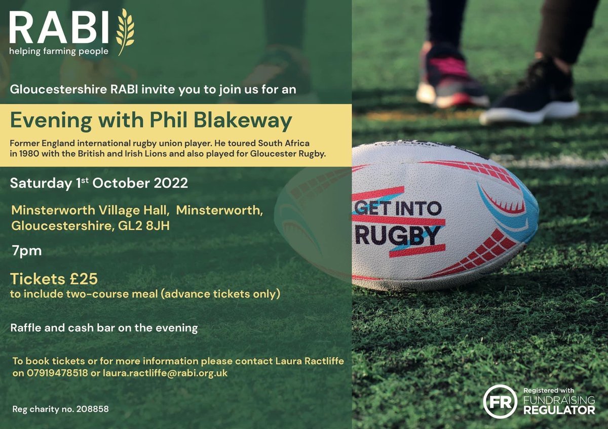 RABISCentral's tweet photo. Just under two weeks until Gloucestershire RABI’s Evening with Phil Blakeway and Harvest Supper evening! 

Please contact me if you would like tickets! 
Please share 😊

#rabicharity #helpingfarmingpeople #gloucestershirerabi #harvestsupper https://t.co/AzZCx2tMeo