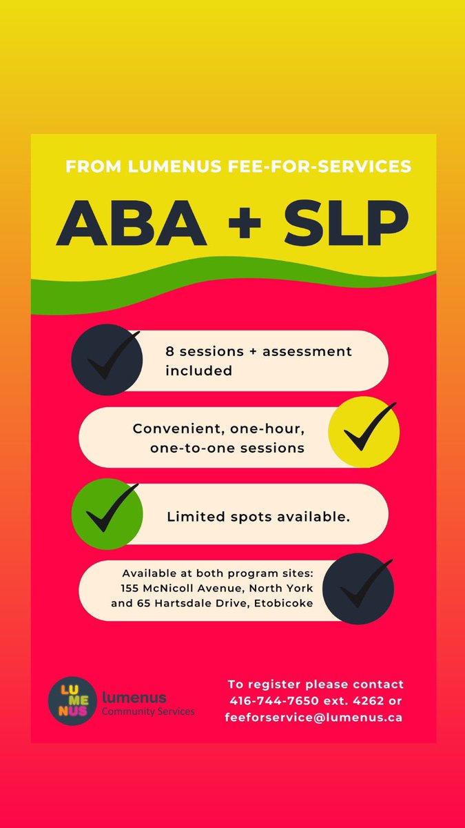 Limited spots available for our new fall #ABA &amp; #SLP #Toronto programs!
