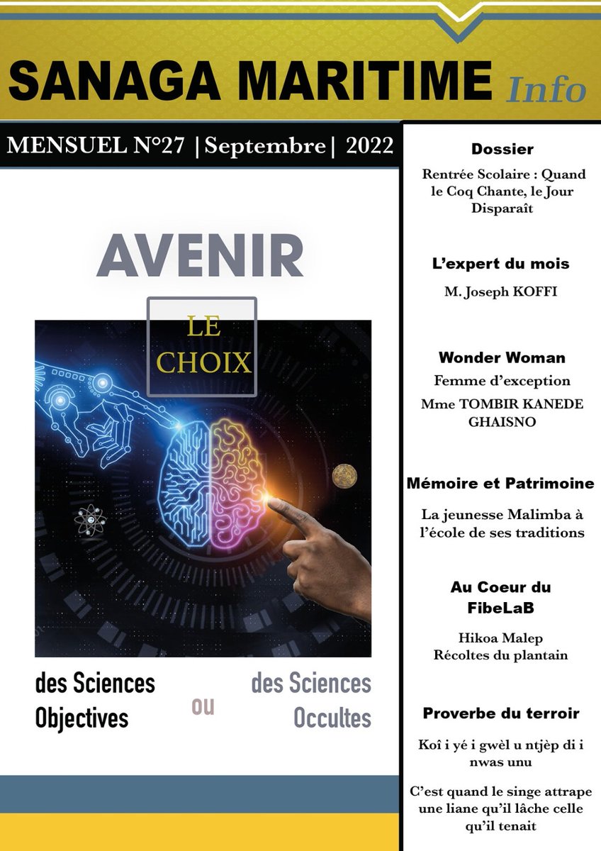 RadioCultureFm's tweet photo. Le #Magazine #Sanaga #Maritime Info du mois de Septembre 2022 est désormais disponible... Merci de réclamer votre copie ! 

#Sanaga #Magazine #Cameroon #Cameroun #FIBE #Webzine #Edéa #Ndom #MassokSongLoulou #Dizangue #Dibamba #Mouanko #Pouma #Nyanon #Ngambe #Ngwei #MuseeBassa ! https://t.co/nNcMycNKuM