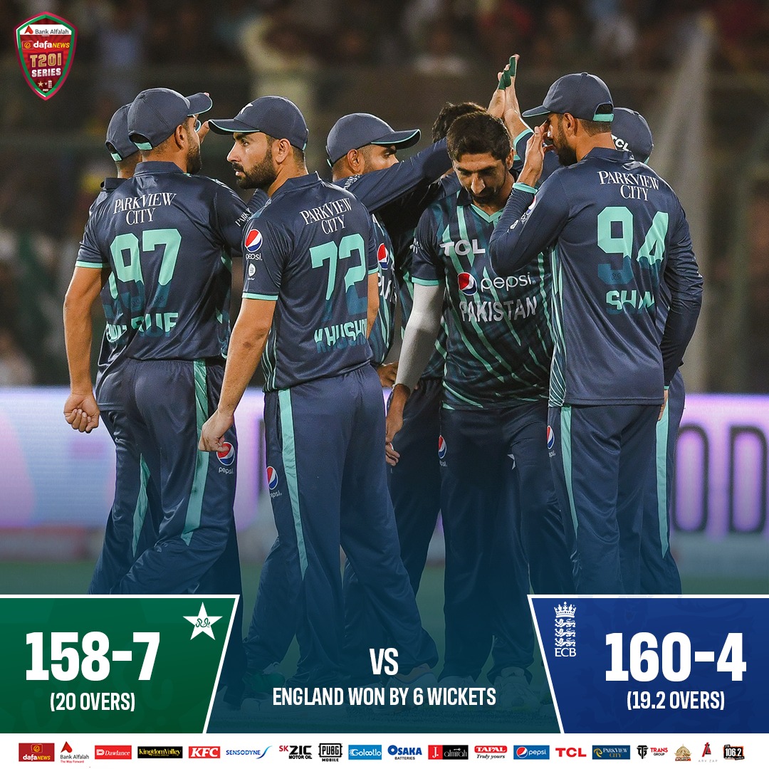 TheRealPCB's tweet photo. England win the series opener by six wickets 🏏

#PAKvENG | #UKSePK https://t.co/B1LosW90Uh