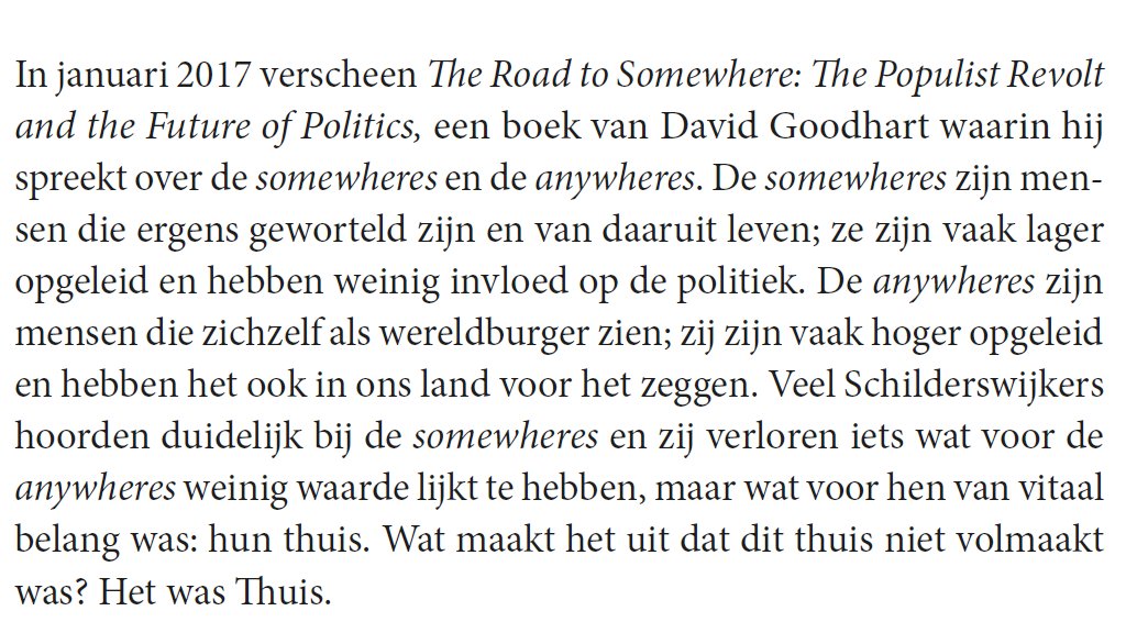 Repelsteeltje21's tweet photo. @Leolucassen Kenmerkende tweet.
Want het probleem met de #anywheres is precies dit: zij leven in hun eigen comfortabele bubbel en zien de #somewheres niet. Zij kijken vaak zelfs neer op wat de #somewheres belangrijk vinden (en verbeelden zich dan dat zij alles beter weten).
1/2 https://t.co/EfB0l7EVEK