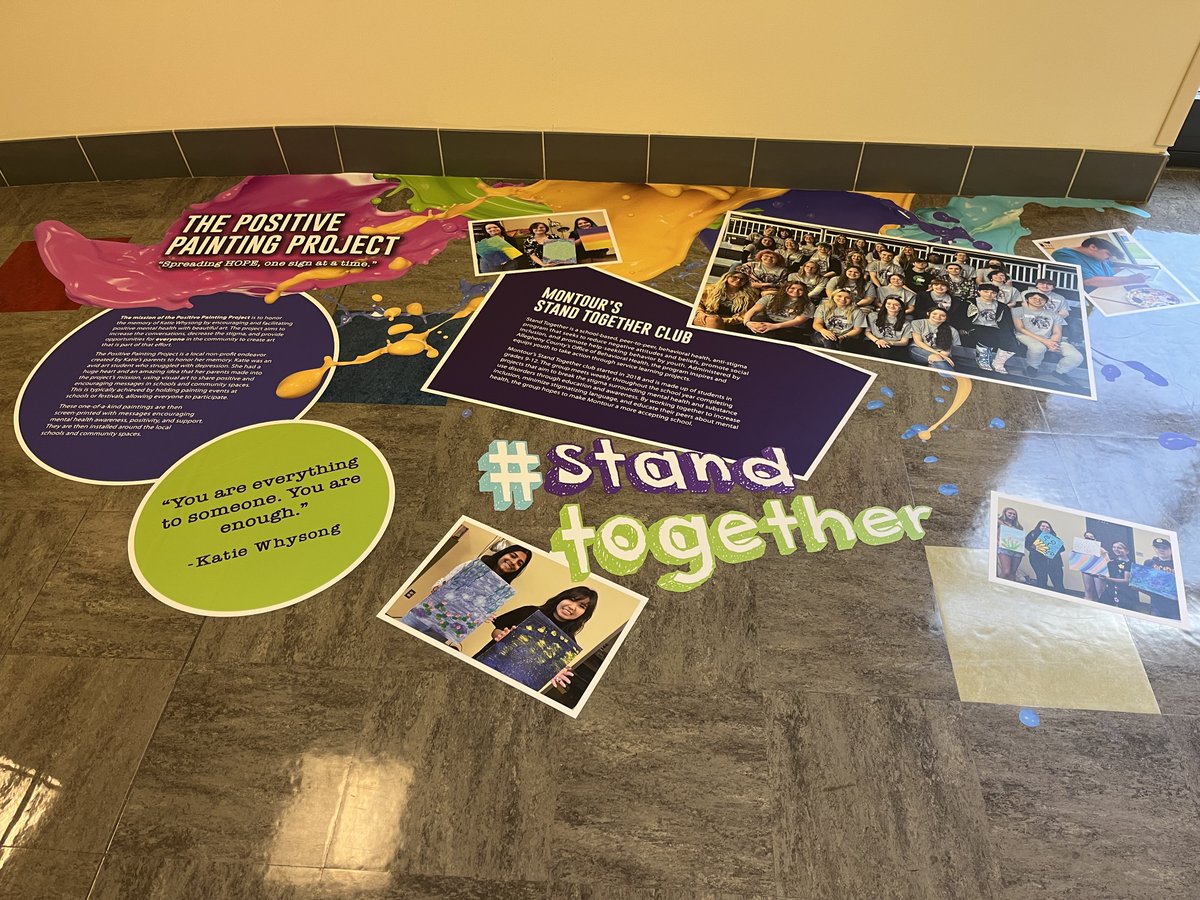 hilltopspartan's tweet photo. @MontourStand2 Positive Painting Project is now on display for our school community to enjoy and learn more about! Ss if you are interested in learning more about Stand Together please contact @joelene22jo! #MontourProud https://t.co/BH0D0rhPlQ