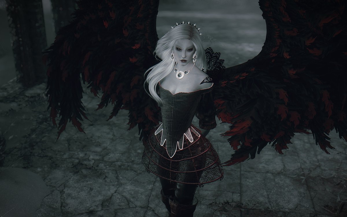 kozakowymods's tweet photo. Falka wearing violet stays. Accessories by @AlterNative_BP and Leah Lilith. #Skyrim #SkyrimMods #Falka https://t.co/fhMRXSCBKb