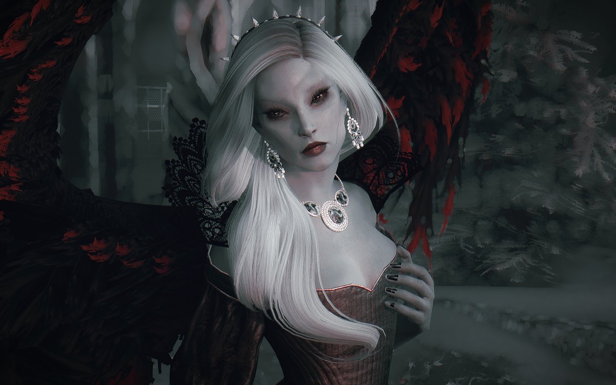 kozakowymods's tweet photo. Falka wearing violet stays. Accessories by @AlterNative_BP and Leah Lilith. #Skyrim #SkyrimMods #Falka https://t.co/fhMRXSCBKb